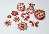 Set 15 Decoratiuni Craciun Handmade: Globuri, Ornamente Rosu, Albastru, Auriu, Perlute. Unicat, Margele, Clopotei, Stelute, 3-8cm