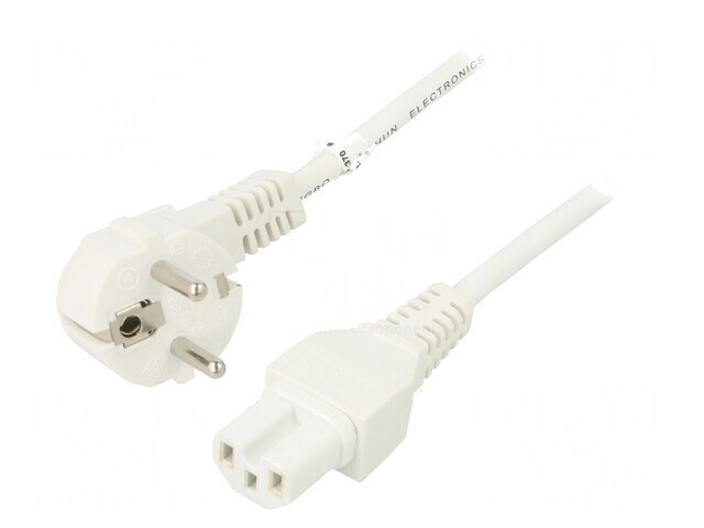 Cablu Alimentare Alb 2m Ștecăr Unghi CEE 7/7 la IEC C15