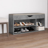 Banca pantofar cu perna gri beton 104x30x49 cm, lemn prelucrat GartenMobel Dekor, vidaXL