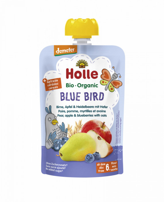 Blue Bird - Piure BIO de pere, mere si afine cu ovaz 100g