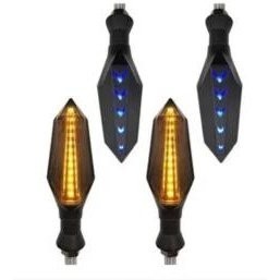 Semnale Led Motocicleta Atv Scuter Secventiale Galben si Albastru foto