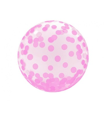 Balon BOBO transparent cu buline roz 45 cm foto