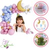 Arcada cu Baloane din Latex si Folie Aurie, Set Premium pentru Decorarea Petrecerilor, Include Luna si Stele, Accesorii pentru Montaj, Ideal pentru Bo