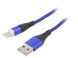 Cablu USB 2.0 A la C 2m Albastru, Akyga