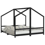 Cumpara ieftin Cadru de pat pentru copii negru 2x(90x200) cm lemn masiv de pin