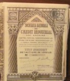 PVM - Titlu Nominativ de 1 actiune a 1000 lei "SOCIETATEA NATIONALA de CREDIT INDUSTRIAL / Societate Anonima 1923" / stare buna