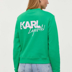 Karl Lagerfeld bluza femei, culoarea verde, cu imprimeu