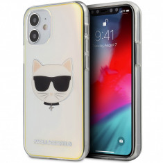 Husa Plastic - TPU Karl Lagerfeld Choupette Head pentru Apple iPhone 12 mini, Transparenta Multicolor KLHCP12SCIR