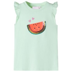 Tricou de copii, m&acirc;neci cu volane, verde pal, 104