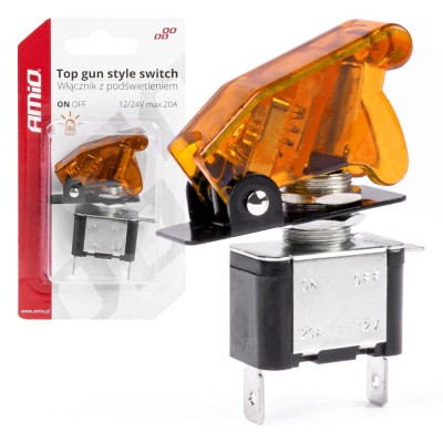 Comutator iluminat (intrerupator) cu protectie, destinatie auto, moto, ATV, SSV, Off-Road, model &amp;bdquo;TOP GUN&amp;rdquo;, tensiune 12V &amp;ndash; 24V, culoare Orange foto