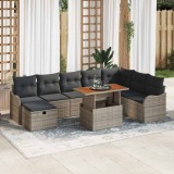 Cumpara ieftin Set de canapele pentru grădină cu pernă 9 pcs Gri Rattan poli