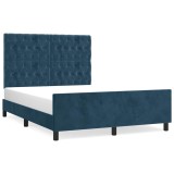 Cumpara ieftin Cadru de pat fara saltea, albastru inchis, 140x200 cm, catifea