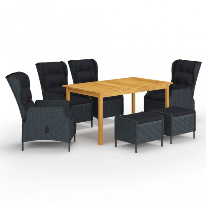 Set de masa pentru gradina, 7 piese, gri inchis
