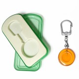 Cumpara ieftin Breloc pentru chei rotund, finisaj sablat, cu carabina metalica si cutie plastic inclusa, 10 x 4 cm