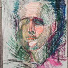 Portret// creioane colorate pe hartie, nesemnata, lotul Misosniky