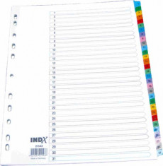 Index Carton Alb Mylar Numeric 1-31, Margine Pp Color, A4, 190g/mp, Optima foto