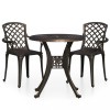 Set mobilier bistro, 3 piese, bronz, aluminiu turnat