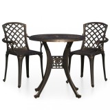Set mobilier bistro, 3 piese, bronz, aluminiu turnat