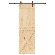 vidaXL Ușă glisantă cu set de feronerie 70x210 cm, lemn masiv de pin 3332784