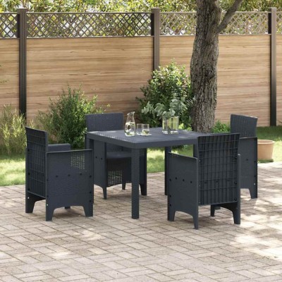 vidaXL Set de masă pentru grădină 5 pcs Antracit Ratan Polt 3378532 foto