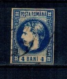 1868 - Carol I cu favoriți, 4 bani, stampilat