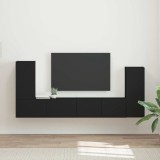 Cumpara ieftin Set comoda TV 4 buc. Negru Lemn prelucrat