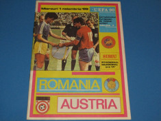 Program meci fotbal ROMANIA (juniori) - AUSTRIA (juniori) 01.11.1989 foto