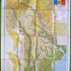 REPUBLICA MOLDOVA HARTA VECHE,FORMAT MARE SCARA 1;500000(98x76cm.)limba romana