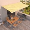 VidaXL Copertină retractabilă manual, galben și alb, 600x350 cm 3069038