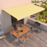 Copertina retractabila manual, galben si alb, 600x350 cm GartenMobel Dekor, vidaXL