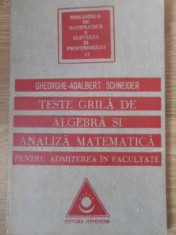TESTE GRILA DE ALGEBRA SI ANALIZA MATEMATICA-GHEORGHE ADALBERT SCHNEIDER-255812