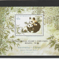 Australia 1995-Fauna,Australia-China,Panda,colita,supratipar,MNH,Mi.Bl.19 I