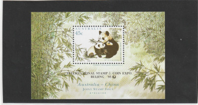 Australia 1995-Fauna,Australia-China,Panda,colita,supratipar,MNH,Mi.Bl.19 I foto
