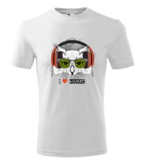Tricou Personalizat I Love Music cu Bufnita si Casti - Design Modern si Creativ