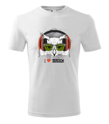 Tricou Personalizat I Love Music cu Bufnita si Casti - Design Modern si Creativ foto