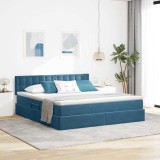 Cumpara ieftin Pat cu LED si saltea Albastru inchis 180 x 200 cm Catifea
