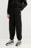 Puma pantaloni de trening femei, culoarea negru, neted, 629753