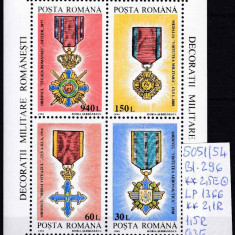 1994 Decorații militare Românești Bl.296 LP1366 MNH Pret 1,7+1 Lei