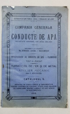 COMPANIA GENERALA DE CONDUCTE DE APA, SOCIETATE ANONIMA DIN LIGE( BELGIA ), CATALOGUL G - 1910 foto