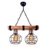 Cumpara ieftin Lustra cu doua lumini PWL-1033, E27 nuc-negru, 40x15x60 cm