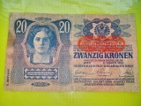 C562-Bancnota Ungaria veche ocupatia Reich 1913 20 Kronen-20Corona.