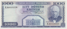ISLANDA 1000 Kronur 1961 UNC foto