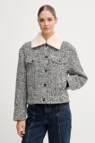 United Colors of Benetton jachetă de l&acirc;nă culoarea negru, de tranzitie, oversize