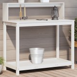 Masă plantare vidaXL, lemn masiv pin, 108x50x109.5cm, alb - banc lucru gradina, rafturi depozitare