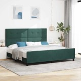 vidaXL Pat cu arcuri cu headboard Verde &icirc;nchis 200 x 200 cm Catifea 3344966