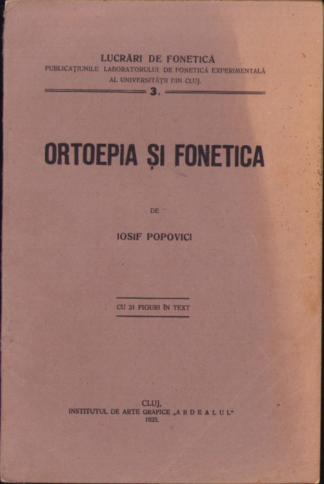 HST C1757 Ortoepia și fonetica 1923 Iosif Popovici