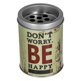 Scrumieră Metalică, Model Don&Ccedil;&Ouml;t Worry Be Happy, Diametru 8 cm, &Icirc;nălțime 10 cm, Multicolor, Oem