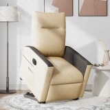Cumpara ieftin Fotoliu electric rabatabil cu ridicare, crem, textil