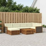 vidaXL Set de canapele de exterior cu pernă 7 pcs Natural și Crem 3383588