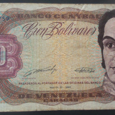 Bancnota exotica 100 BOLIVARES - VENEZUELA, anul 1990 * cod 920